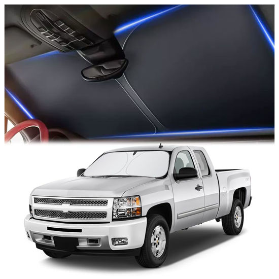Picture of Sunshade for Car Windshield,240T Thickened Windshield Sun Shade for Blocking 99% Sunlight & Heat,Summer Car Essentials Sun Cover for Car Windshield Fits Car,Truck,SUV