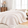 Picture of NEWCOSPLAY Super Soft King Blanket Ivory Premium Silky Flannel Fleece Leaves Pattern Lightweight Bed Blanket All Season Use (Ivory, King(90"x110"))
