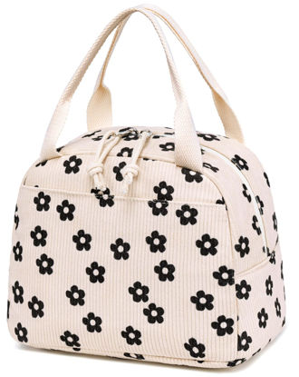 Picture of Bluboon Lunch Bag for Women Men Cute Corduroy Lunch Tote Bags Reusable Insulated Lunch Box Large Capacity Reusable Insulated Cooler for Work Picnic or Travel (Corduroy floral)
