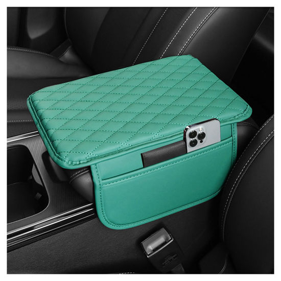 Picture of Upgraded Car Center Console Cover,Microfiber Leather Car Armrest Cover Cushion with 2 Storage Bags,Universal Car Armrest Storage Box Car Interior Accessories for Most Vehicles (Turquoise)