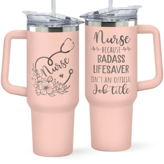 Picture of Nurse Gifts - Nurse Gifts for Women - Nurses Week Gifts, Nurse Appreciation Gifts - Gifts for Nurses, Nursing Gifts, Nurses Gifts, Nurse Gifts - Nurse Practitioner Gifts for Women - 40 Oz Pink Tumbler