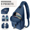 Picture of Pritent Crossbody Bags for Women Men Trendy Sling Bag Bakpack Casual Chest Bag with Convertible Shoulder Strap Travel Cross Body Bag for Hiking Traveling Outdoors(Navy Blue)