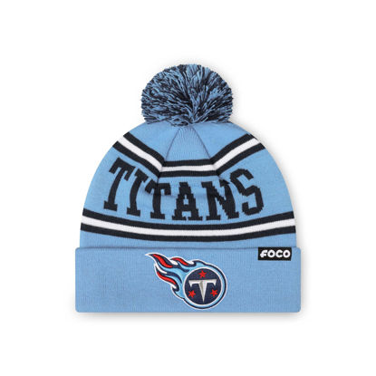Picture of FOCO Tennessee Titans NFL Logo Stripe Pom Beanie Hat, Team Color