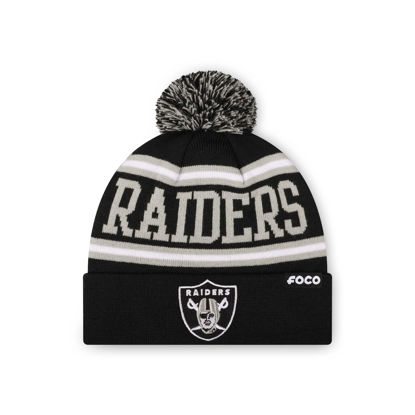 Picture of FOCO Las Vegas Raiders NFL Logo Stripe Pom Beanie Hat, Team Color