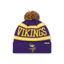 Picture of FOCO Minnesota Vikings NFL Logo Stripe Pom Beanie Hat, Team Color