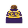 Picture of FOCO Minnesota Vikings NFL Logo Stripe Pom Beanie Hat, Team Color