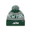 Picture of FOCO New York Jets NFL Logo Stripe Pom Beanie Hat, Team Color