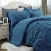 Picture of Bedsure King Size Comforter Set - Bedding Sets King 7 Pieces, Pintuck Bed in a Bag Teal Blue Bed Set with Comforter, Sheets, Pillowcases & Shams