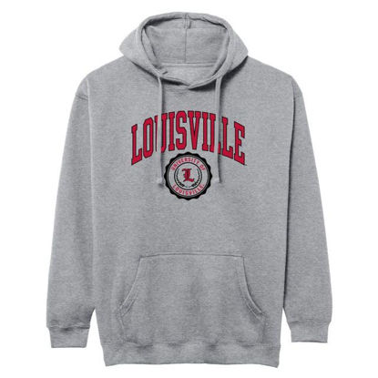 Picture of Barnesmith University of Louisville UofL Cardinal Bird Hooded Sweatshirt, Heritage, Charcoal Grey, Small