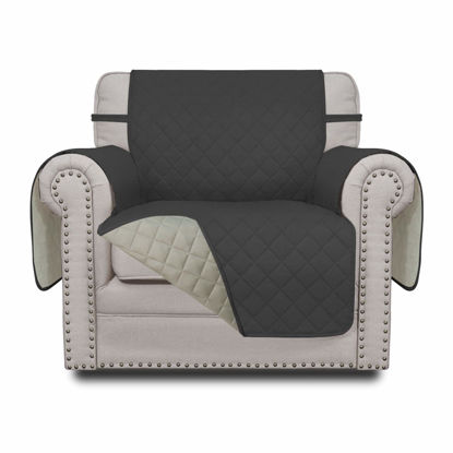 Picture of Easy-Going Chair Sofa Slipcover Reversible Sofa Cover Water Resistant Couch Cover Furniture Protector Cover with Elastic Straps for Pets Kids Children Dog Cat (Chair, Darkgray/Beige)