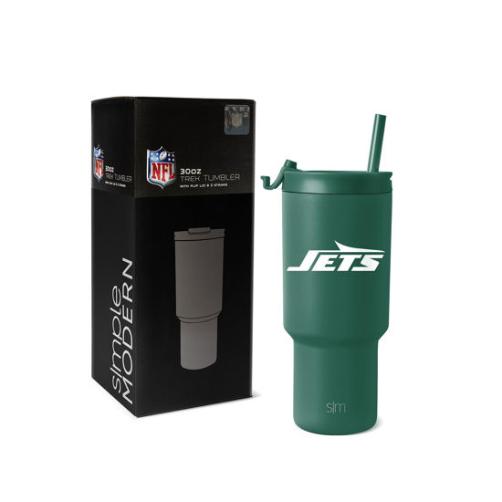 Picture of Simple Modern Officially Licensed NFL New York Jets 30 oz Tumbler with Flip Lid and Straws | Insulated Cup Stainless Steel | Gifts for Men Women | Trek Collection | New York Jets