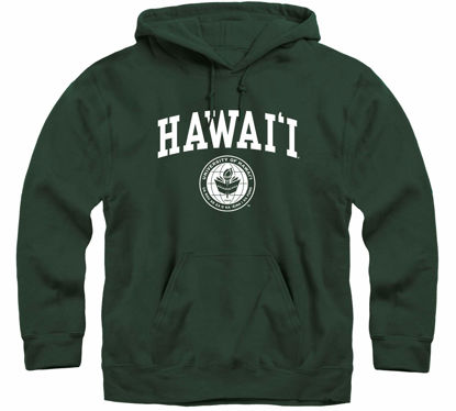 Picture of Barnesmith University of Hawaii UH Warriors Hooded Sweatshirt, Heritage, Hunter Green, XX-Large