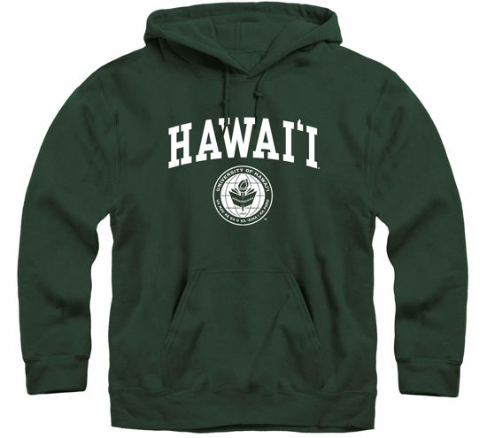 Picture of Barnesmith University of Hawaii UH Warriors Hooded Sweatshirt, Heritage, Hunter Green, XX-Large