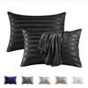 Picture of MR&HM Satin Pillowcase for Hair and Skin, Silk Satin Pillowcase 2 Pack, King Size Pillow Cases Set of 2, Silky Pillow Cover with Envelope Closure (20x36, Black Striped)