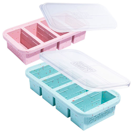 Picture of Souper Cubes 1 Cup Silicone Freezer Molds - Easy Meal Prep Container and Kitchen Storage Solution - Silicone Freezer Trays With Lids for Food, Sauces, Desserts and More - Sprinkles - 2-Pack