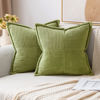 Picture of MIULEE Corduroy Pillow Covers with Splicing Set of 2 Super Soft Couch Pillow Covers Broadside Striped Decorative Textured Throw Pillows for Spring Cushion Bed Livingroom 18x18 inch Green