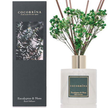 Picture of Cocorrína Reed Diffuser Sets- Eucalyptus & Moss Scented Diffuser with Sticks Home Fragrance Reed Diffuser for Bathroom Shelf Decor