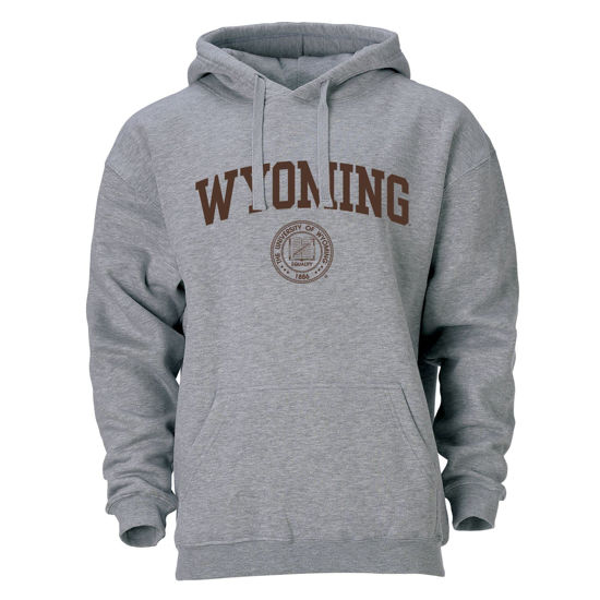 Picture of Barnesmith University of Wyoming Pokes UW Hooded Sweatshirt, Heritage, Charcoal Grey, Large