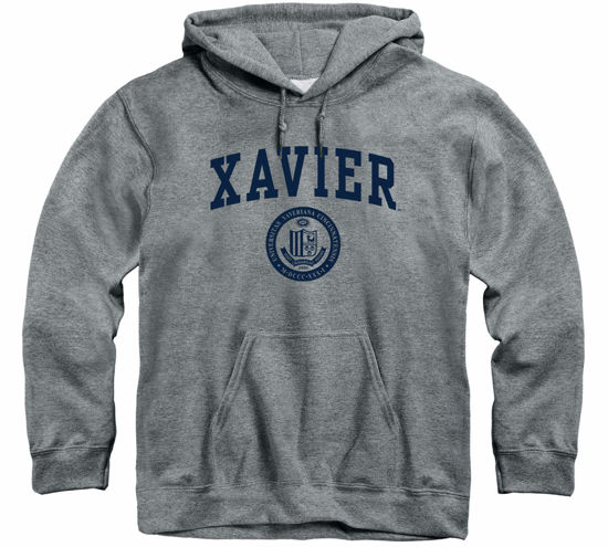 Picture of Barnesmith Xavier University Musketeers Hooded Sweatshirt, Heritage, Charcoal Grey, X-Large