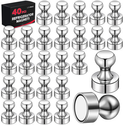 Picture of LOVIMAG Magnets for Whiteboard, 40pcs Strong Refrigerator Magnets, Neodymium Fridge Magnet,Small Push Pin Magnets for Whiteboard, Fridge, Office, Classroom and Map Magnets