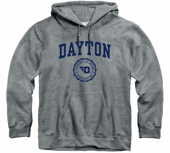 Picture of Barnesmith University of Dayton Flyers Hooded Sweatshirt, Heritage, Charcoal Grey, Medium