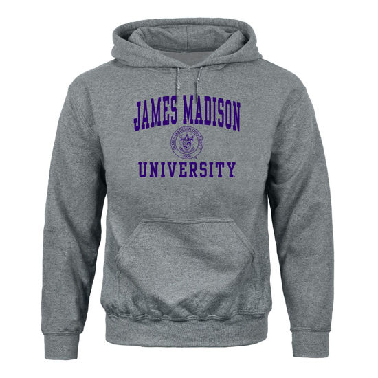 Picture of Barnesmith James Madison University JMU Dog Hooded Sweatshirt, Heritage, Charcoal Grey, Large