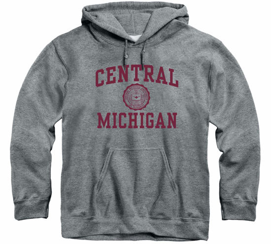Picture of Barnesmith CMU Central Michigan University Chippewas Hooded Sweatshirt, Heritage, Charcoal Grey, Small
