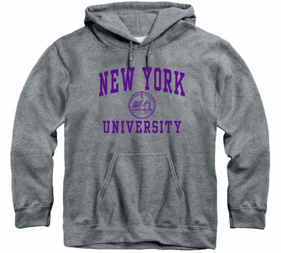 Picture of Barnesmith New York University NYU Violets Hooded Sweatshirt, Heritage, Charcoal Grey, Medium