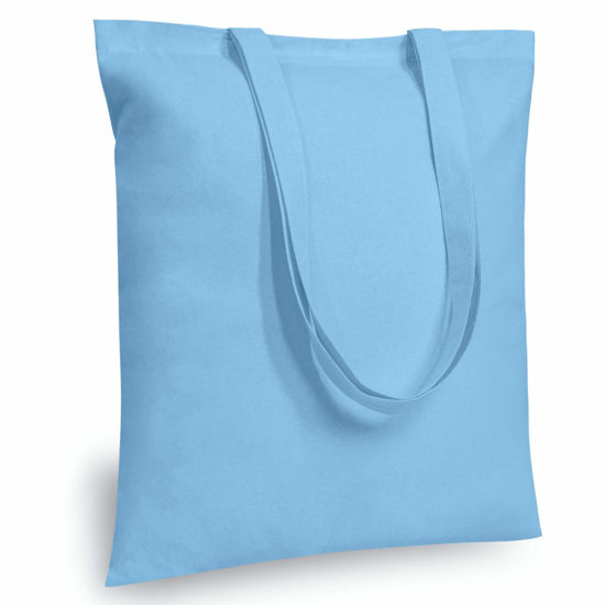 Picture of TOPDesign 6-Pack Economical 16"x15" Baby Blue Cotton Tote Bag, Lightweight Medium Reusable Grocery Shopping Cloth Bags, Suitable for DIY, Advertising, Promotion, Gift, Activity