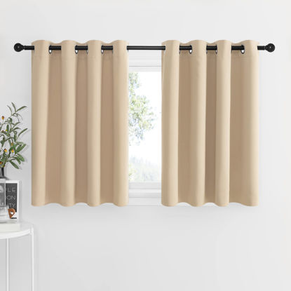 Picture of NICETOWN Window Treatment Kitchen Curtains - Solid Grommet-Top Short Curtains Drapes Panels for Kitchen Window (Biscotti Beige, 2 Pieces per Pack, 52 inches Wide x 36 inches Long 1.2 inches Header)