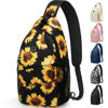 Picture of Pritent Crossbody Bags for Women Men Trendy Sling Bag Bakpack Casual Chest Bag with Convertible Shoulder Strap Travel Cross Body Bag for Hiking Traveling Outdoors(Sunflower)