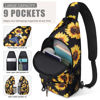 Picture of Pritent Crossbody Bags for Women Men Trendy Sling Bag Bakpack Casual Chest Bag with Convertible Shoulder Strap Travel Cross Body Bag for Hiking Traveling Outdoors(Sunflower)
