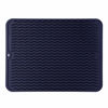 Picture of MicoYang Silicone Dish Drying Mat for Multiple Usage,Easy clean,Eco-friendly,Heat-resistant Silicone Mat for Kitchen Counter or Sink,Refrigerator or drawer liner Navy Blue L 16 inches x 12 inches