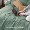 Picture of Bedsure Duvet Cover Queen Size - Soft Double Brushed Bedding Set for Kids & Adults, Zipper Closure, 3 Pieces, Includes 1 Duvet Cover (90"x90") & 2 Pillow Shams, NO Comforter, Sage Green