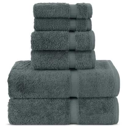 Picture of Chakir Turkish Linens |Hotel & Spa Quality 100% Cotton Premium Turkish Towels | Soft & Absorbent (Dark Gray, 6-Piece Towel Sets)