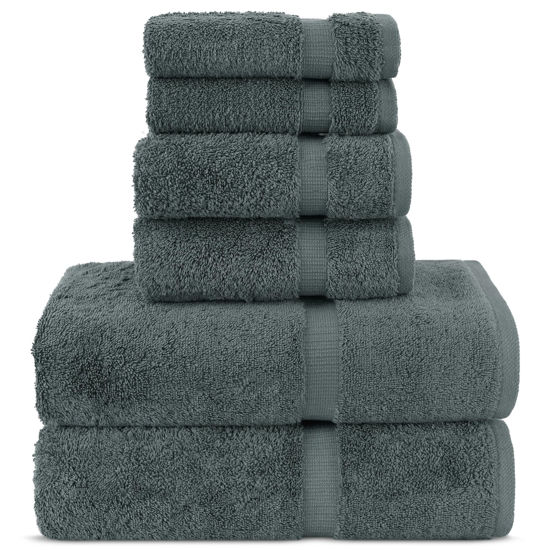 Picture of Chakir Turkish Linens |Hotel & Spa Quality 100% Cotton Premium Turkish Towels | Soft & Absorbent (Dark Gray, 6-Piece Towel Sets)