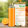 Picture of Zukro Glass Juice Bottles with Lids for Juicing 18 oz, Reusable Clear Glass Water Bottles with Stainless Steel Airtight Cap for Refrigerator, 100% Leak Proof, BPA Free, Set of 6, Gold Lid