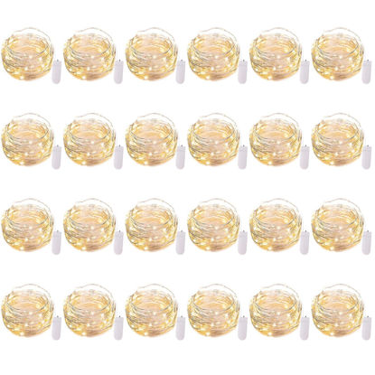 Picture of Brightown 24 Pack Fairy Lights Battery Operated - 7Ft 20 Led Mini String Lights Silver Wire Waterproof Firefly Starry DIY Lights for Bedroom Patio Wedding Party Christmas Decor (Warm White)