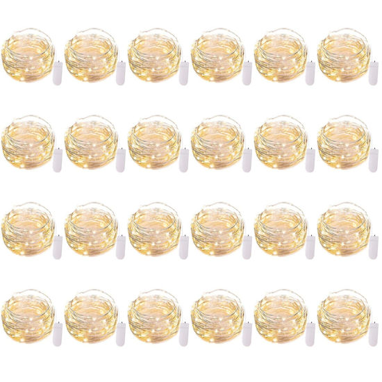 Picture of Brightown 24 Pack Fairy Lights Battery Operated - 7Ft 20 Led Mini String Lights Silver Wire Waterproof Firefly Starry DIY Lights for Bedroom Patio Wedding Party Christmas Decor (Warm White)
