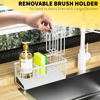 Picture of Cisily Sink Caddy Sponge Holder for Kitchen Sink, 304 Stainless Steel Rustproof, Kitchen Sink Caddy with High Brush Holder, Kitchen Sink Organzier Dish Sponge Organizer with Divider(White)