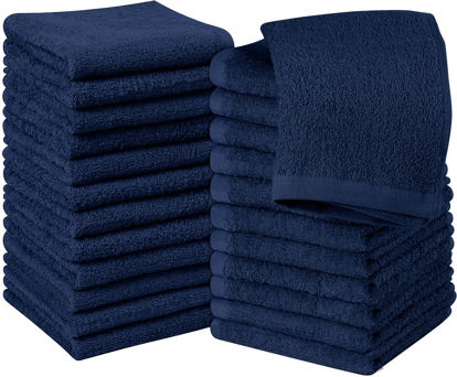 Picture of Utopia Towels 24 Pack Cotton Washcloths Set - 100% Ring Spun Cotton, Premium Quality Flannel Face Cloths, Highly Absorbent and Soft Feel Fingertip Towels (Navy)