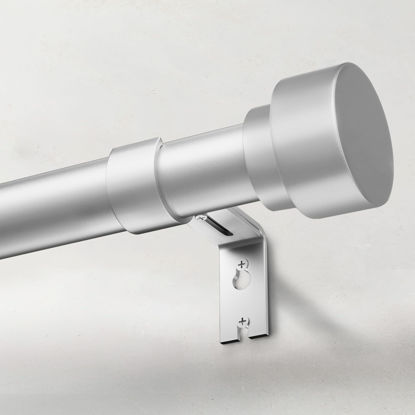 Picture of IFELS Heavy Duty Curtain Rods for Windows 66 to 120 Inch, 1 Inch Silver Window Curtain Rod for Bedroom, Living Room, Outdoor, Adjustable Easy Install Long Modern Curtain Rods(A1,Silver,30"-120")