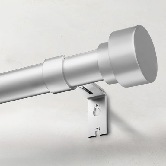 Picture of IFELS Heavy Duty Curtain Rods for Windows 66 to 120 Inch, 1 Inch Silver Window Curtain Rod for Bedroom, Living Room, Outdoor, Adjustable Easy Install Long Modern Curtain Rods(A1,Silver,30"-120")