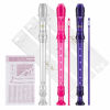 Picture of Eastar Soprano Recorder Instrument for Kids Beginners, German fingering C Key Recorder Set 3 Piece with Cleaning Kit, Storage Bag, Fingering Chart, ERS-3G1, School-Approved, Transparent Pink Purple
