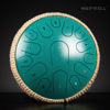 Picture of HOPWELL Steel Tongue Drum - 13 Inches 15 Notes Tongue Drum - Hand Pan Drum with Music Book, Handpan Drum Mallets and Carry Bag, D Major (Malachite Green)