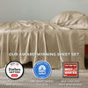 Picture of Bedsure King Size Sheet Set, Cooling Sheets King, Rayon Derived from Bamboo, Deep Pocket Up to 16", Breathable & Soft Bed Sheets, Hotel Luxury Silky Bedding Sheets & Pillowcases, Beige