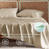 Picture of Bedsure King Size Sheet Set, Cooling Sheets King, Rayon Derived from Bamboo, Deep Pocket Up to 16", Breathable & Soft Bed Sheets, Hotel Luxury Silky Bedding Sheets & Pillowcases, Beige
