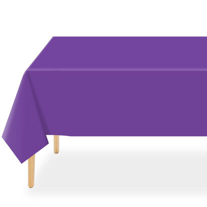 Picture of QIKSION 2 Pack Purple Plastic Tablecloth Disposable Table Covers Purple Table Cloths for Parties Bridal Shower Birthday Engagement Wedding, Fits 6 to 8 Foot Rectangle Tables (54 × 108 Inch)
