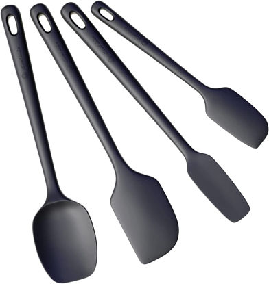 Picture of ChefAide 4 Pieces Silicone Spatula Set, Food Grade Rubber Spatula, Upgrade Strong Handle with Ergonomic Grip, Heat Resistant for Nonstick Cookware, Cooking