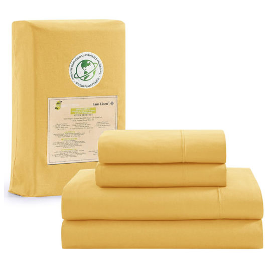 Picture of LANE LINEN 100% Organic Cotton Twin XL Sheets Set, 3-Piece Pure Organic Cotton Percale Sheets, Cotton Bedsheets, Ultra Soft Bedding Sheets, Breathable, Fits Mattress Upto 15" Deep - Cocoon